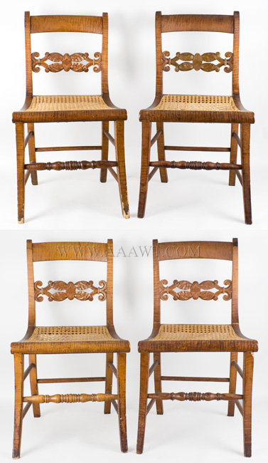 Side Chairs, Set of Four, Curly Maple, Carved
Circa 1825, entire view